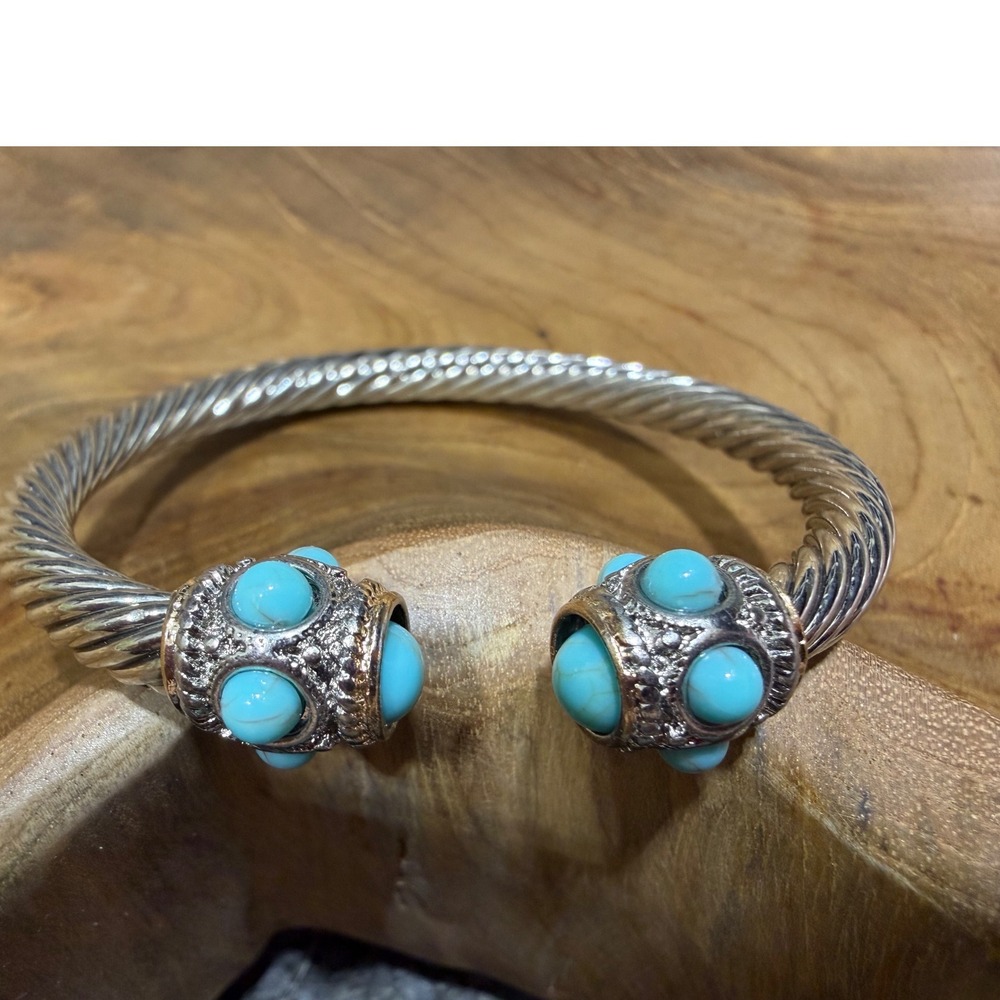 Renaissance‎ Turquoise Sterling Silver 5mm Cable Bracelet
